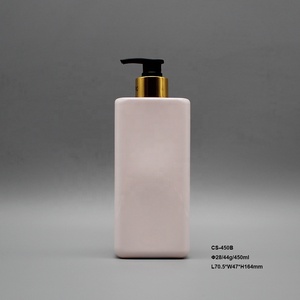 450ml rettangolo forma vuota colore rosa PET contenitori cosmetici di plastica della signora di imballaggio shampoo bottiglia e vaso con pompa di colore - Product Image 2