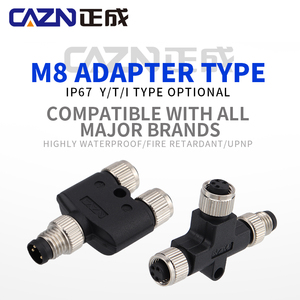 M8 Y T I Type Adapter 1 Male to 2 Female Splitter M8 <strong>3</strong> <strong>Way</strong> a Code <strong>3</strong> 4 <strong>5</strong> 6 8 Pin Circular Connector - Product Image 6