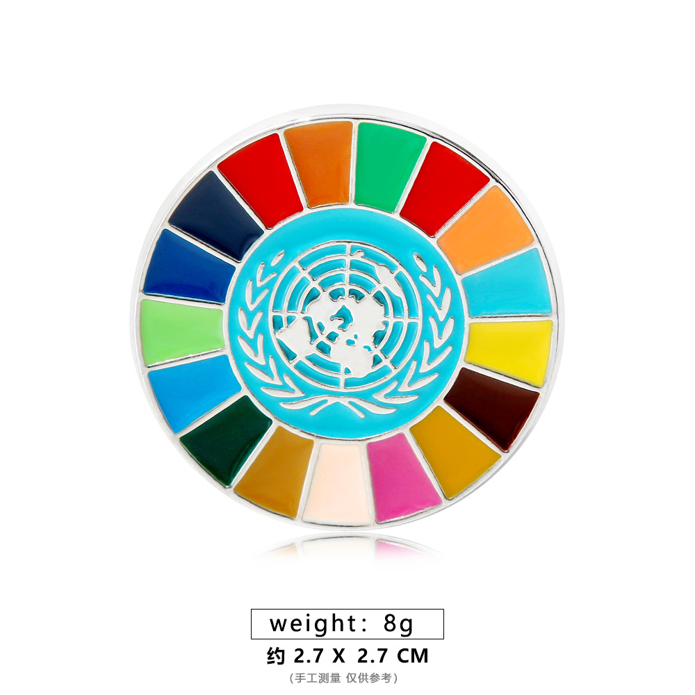 Emblème de l'ONU en argent avec SDG