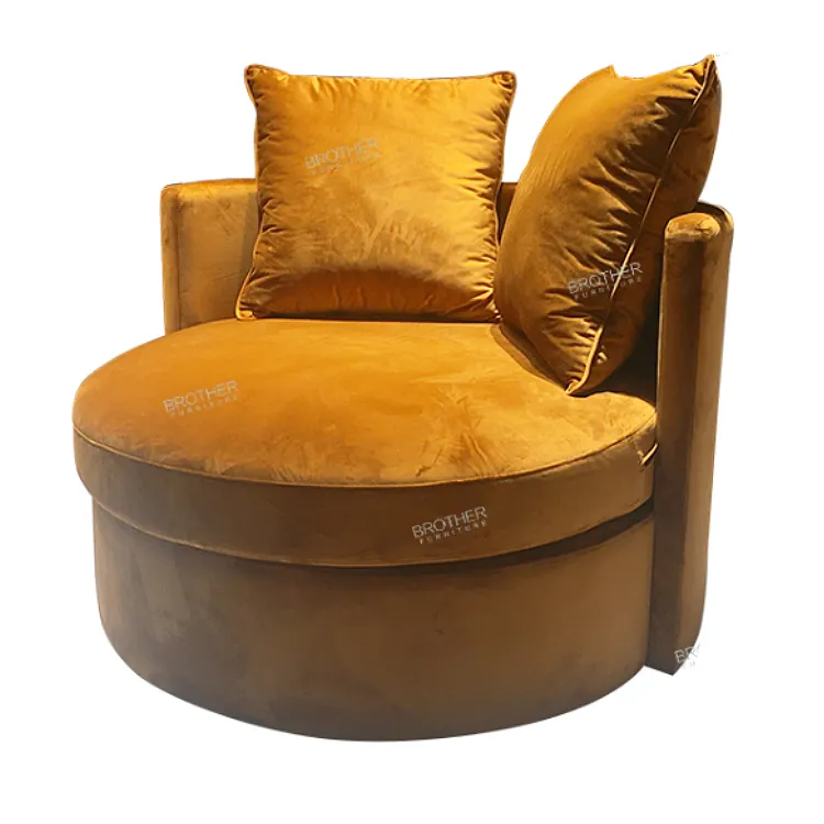 거실을 위한 현대 노란 우단 둥근 라운지용 의자