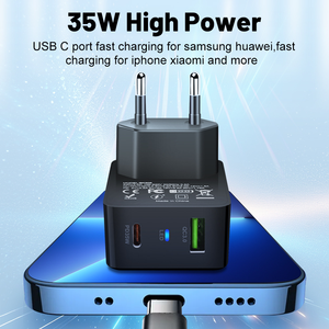 Fabrika doğrudan taşınabilir USB duvar şarj 35W GaN şarj 2 port USB-A + USB-C QC3.0 + PD hızlı şarj için Apple Android telefon için - Product Image 5
