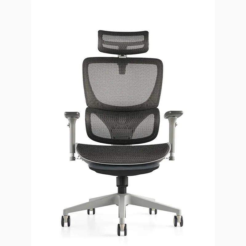 JNS-silla de oficina de malla con marco gris, silla ergonómica con reposacabezas ajustable de 101 kg, 150 foshan