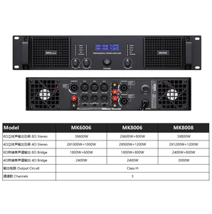 New Model 2x600W+800W 3 Channel Big Powerful Class H 8 Ohms Dj Controller Audio Console <strong>Mixer</strong>