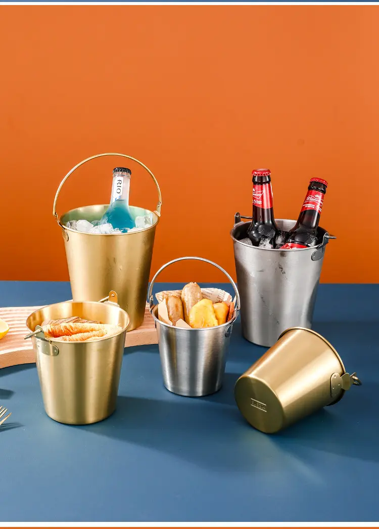 Snack Cup Drink birra vino Cooler oro acciaio inox secchielli per bevande vasche per bevande