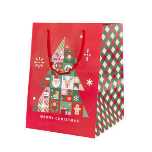 Busta Shopper fondo Largo Fantasia niềm vui giáng sinh vui vẻ 24,5cm + 24,5cm x 33,5cm - Product Image 1