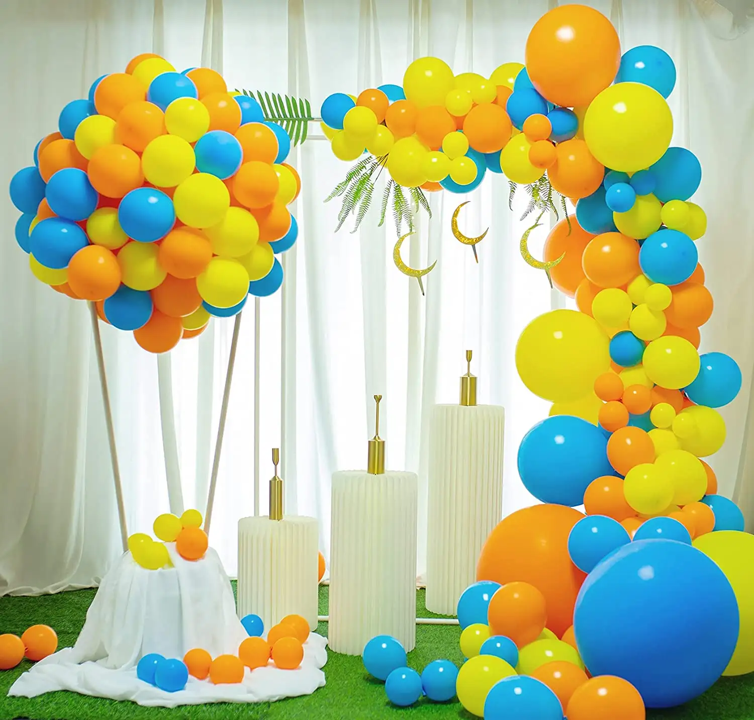 Kit ghirlanda di palloncini per feste fai da te 126 pezzi Kit arco di palloncini giallo arancione e blu decorazione per anniversario di laurea di compleanno di nozze