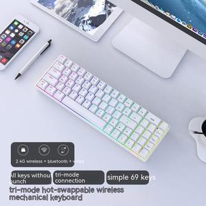 Ajazz AK692 BT il terzo finto esame macchina ricaricabile computer tastiera wireless retroilluminata 69 tasti tastiera da gioco - Product Image 2