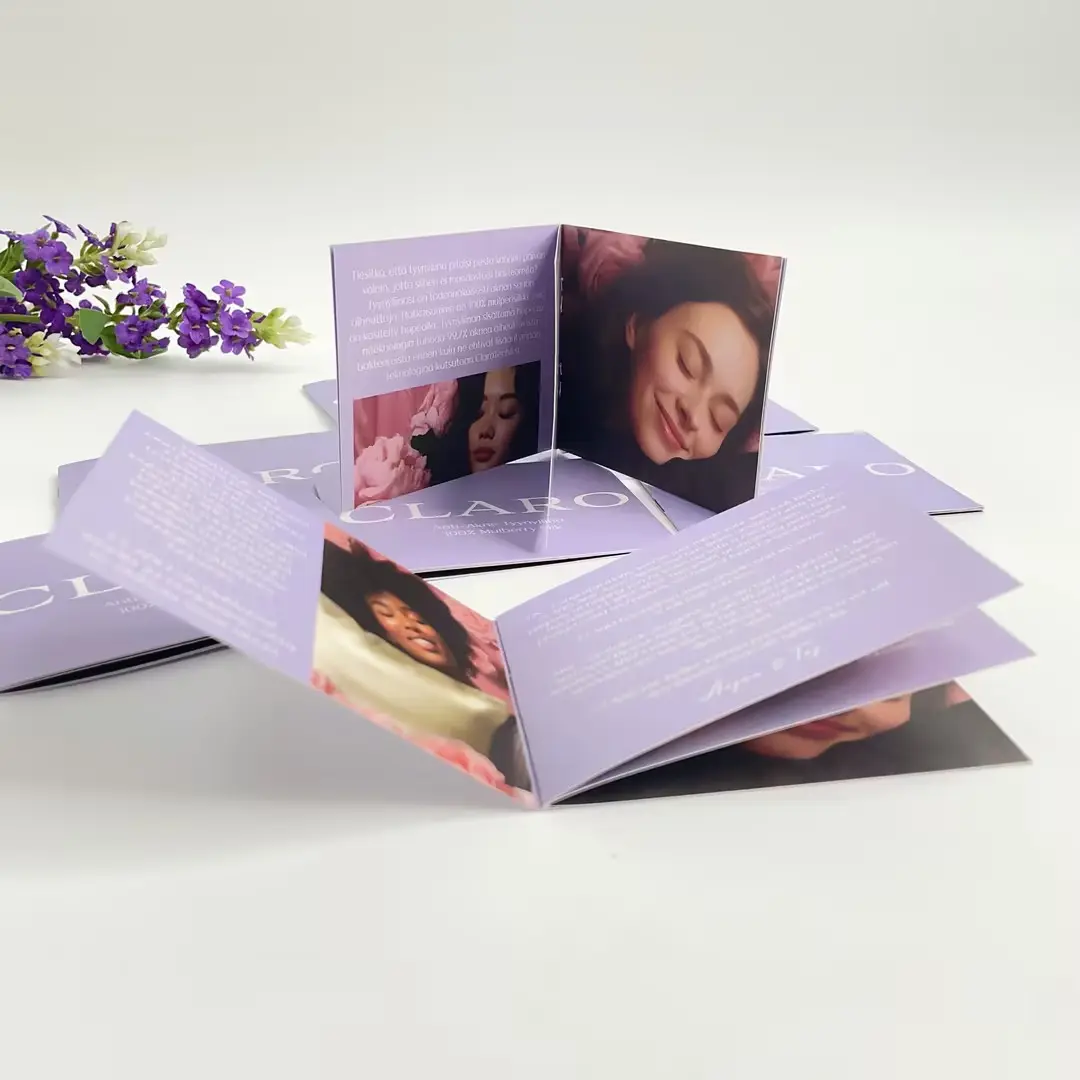 Produk kustom katalog iklan kosmetik brosur selebaran promosi Pamphlet buklet set cetak dengan Logo