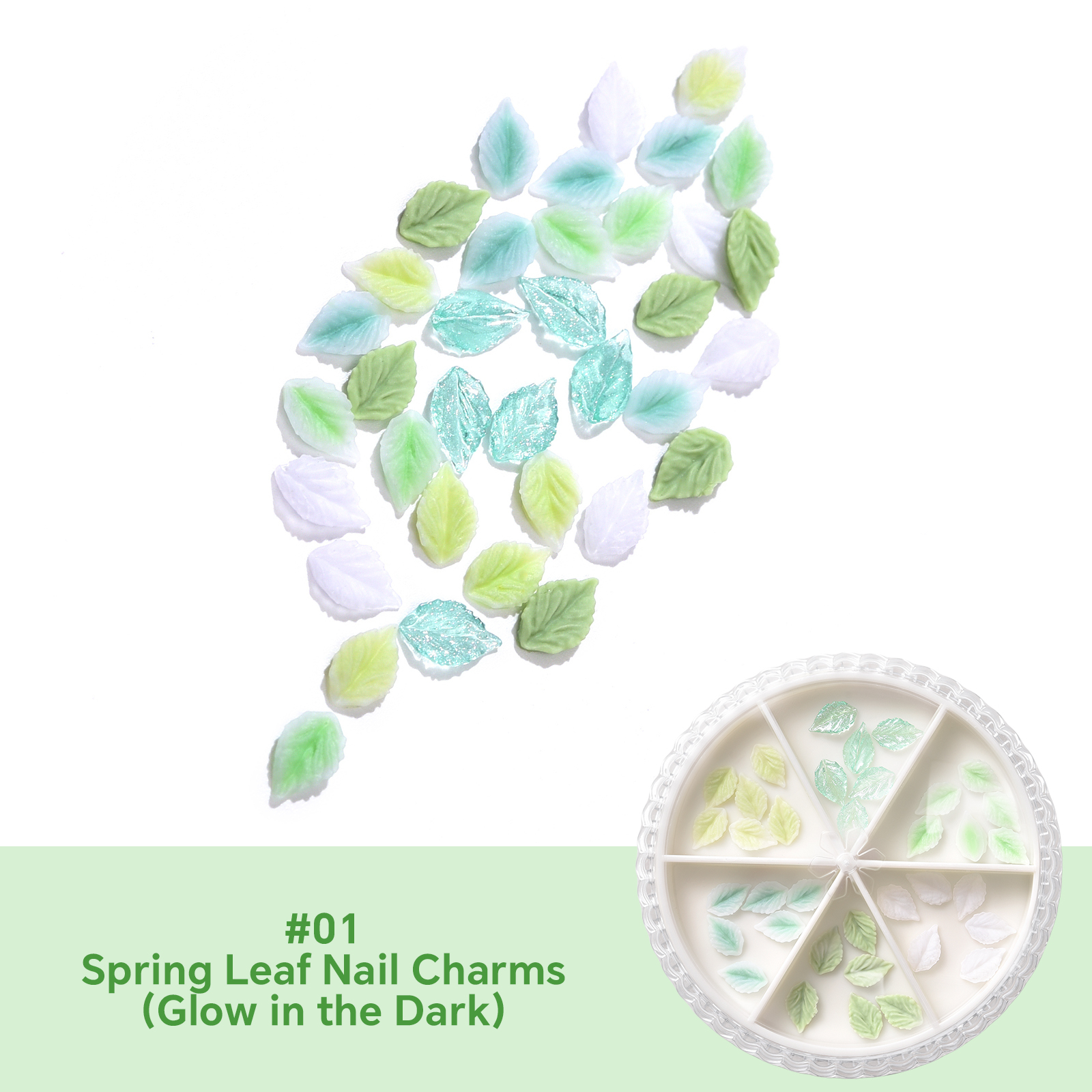 #01 Spring Leaf Nail Charms(Glow in the Dark)
