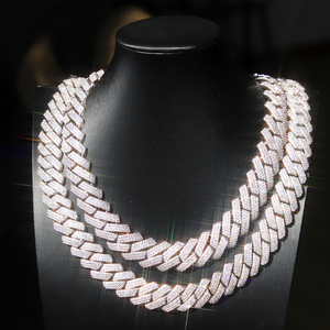 Yu Ying 100% Pass Diamond test Heavy Solid Silver 20MM VVS Moissanite Diamond Cuban Link <strong>Chain</strong> for Men Hip Hop Necklace