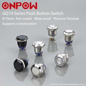 ONPOW GQ serie 10/12/16/19/22/25/30/40mm supporto pannello SPDT DPDT chiusura/momentaneo metallo LED interruttori a pulsante IP65 IP67 - Product Image 4
