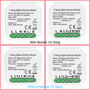 Tuya zigbee3. 0 100-240 В 2 банды умные товары для дома диммер модуль с нейтральным проводом Alexa Голосовое управление Zigbee переключатель света - Product Image 4