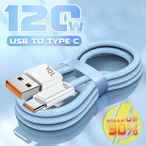 120w tipo-C tessuto cavo dati 0.25M-3M Extra lungo tipo C cavo dati veloce per cellulare fotocamera VR Android IPhone universale - Product Image 2