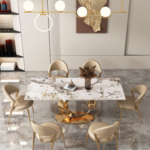 Mesa de comedor MDF de grado italiano Diseñador moderno Simple Rectangular de gama alta para uso doméstico o hotelero - Product Image 6