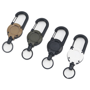 Mochila ao ar livre Keychain pesca automática aço fio corda em forma de U fácil de puxar retrátil simples portátil fio primavera fivela
