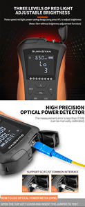 6 In1 Optischer Leistungs messer Lithium batterie Visuelle Fehlersuche Netzwerk kabel test Beleuchtung Glasfaser tester 1MW Mit 15km - Product Image 5