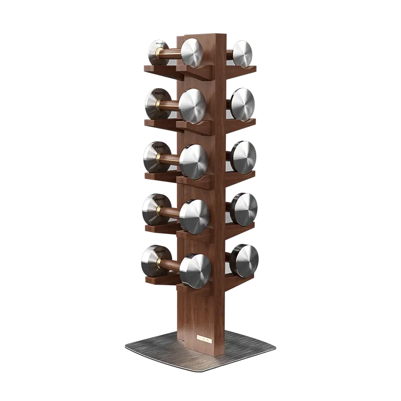 PROIRON best selling christmas gifts for father luxurious walnut dumbbell set wood dumbbell with durable rack home decoration