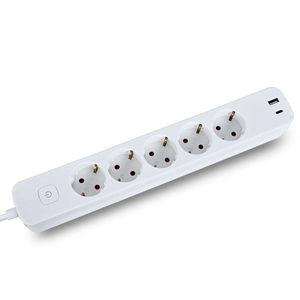 Enchufe de extensión de tira de alimentación multifuncional de escritorio con estándares de la UE con puertos USB 5 tomas de corriente - Product Image 3