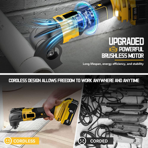 Herramienta oscilante inalámbrica para batería Dewalt 20V, herramienta de motor sin escobillas de 6 velocidades variables, kit de multiherramienta oscilante - Product Image 3