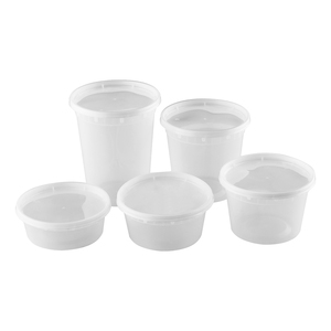 Tiya Factory 24oz Contenedores de alimentos de plástico desechables a prueba de fugas con tapas Contenedores de alimentos delicatessen de PP transparentes apilables - Product Image 5
