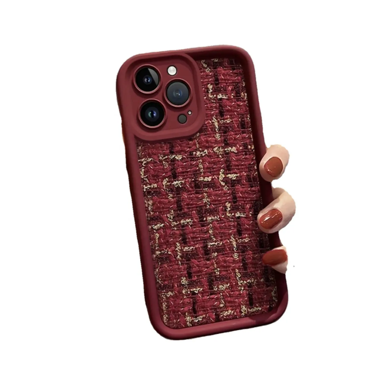 Étui de téléphone en cuir rouge vin recouvert de peau, durable et résistant aux empreintes digitales, adapté pour iPhone 11 12 13 14 15 Pro plus Promax