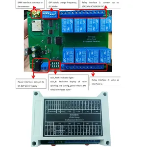 Transmisor RTTXA08 + TB450, 8 canales, 433M, controlador bidireccional IO, módulo de relé de interruptor inalámbrico de retroalimentación Punto a Punto - Product Image 6