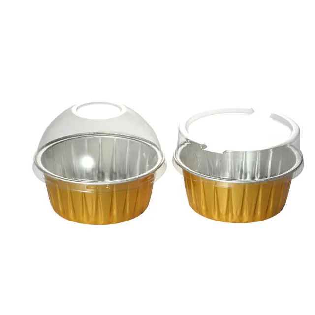 Contenitore in alluminio color oro/foglio di alluminio per uso alimentare uso domestico/coperchio in foglio di alluminio con tazza in plastica termosaldata
