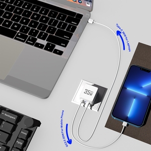 Yeni GAN 35w LED şarj QC3.0 + PD hızlı şarj şarj kafa ab abd KR fiş USB C Port adaptörü Apple samsung için - Product Image 4