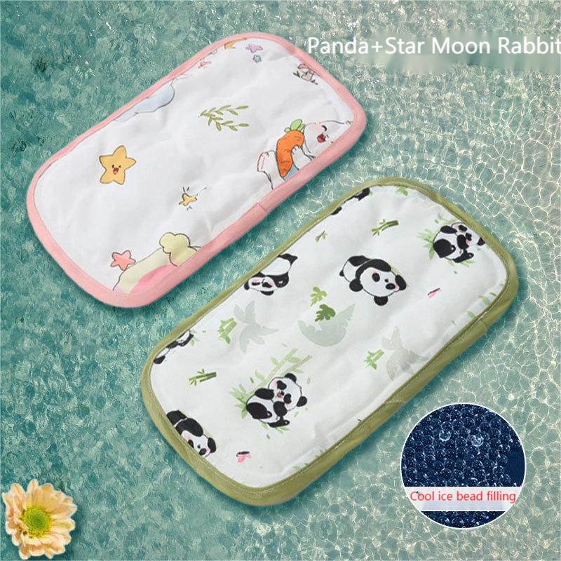 2-piece set of 'Pink Rabbit+Panda' Cool Ice Bead Pillow