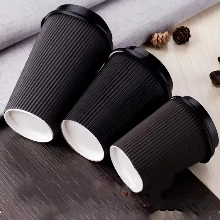 Tapa de papel de aluminio sin plástico personalizada de 200ml taza de papel de café de cartón con logotipo personalizado con asa