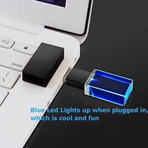 时尚定制标志发光二极管灯吊灯Usb 2.0 3.0记忆棒金属透明玻璃水晶u盘带礼品盒 - Product Image 5