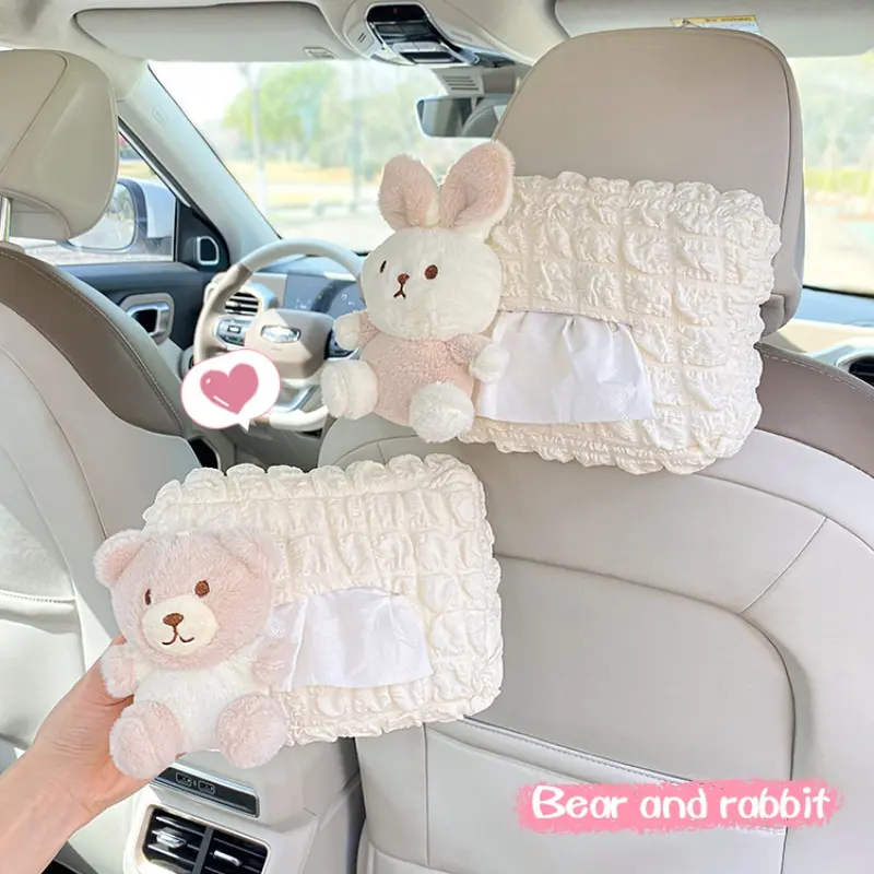 Cartoon Custom Universal Car Visor Portable Lace Decorative Napkin Holder For Girls Ladies