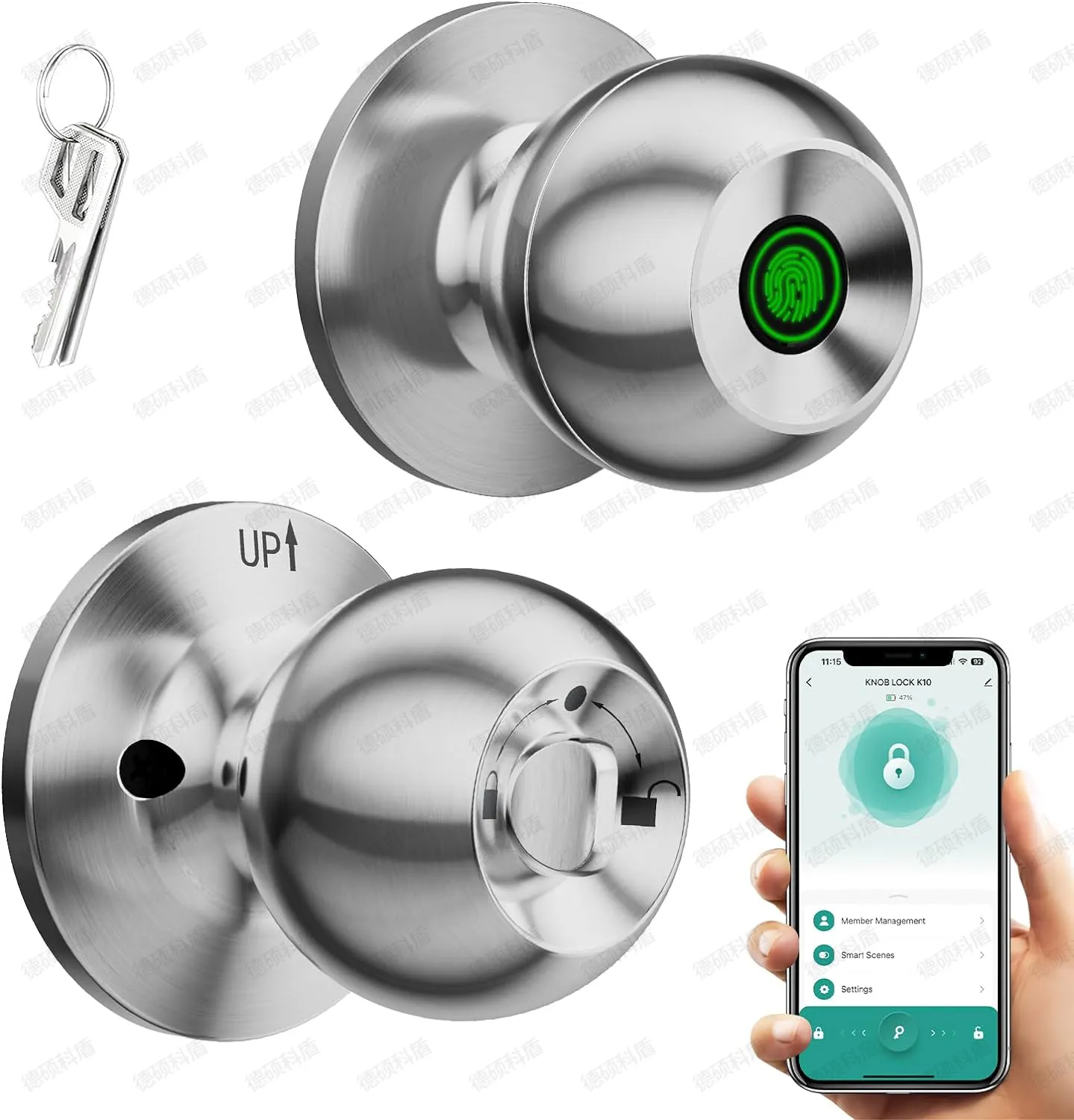 Spherical Smart Fingerprint Lock Without Opening Holes Bedroom Home Door Digital Ball Knob Keyless Latch Locksmith Supplies
