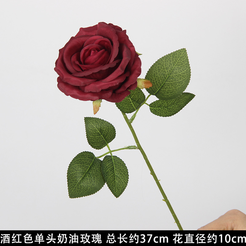 Rose crème à une tête rouge vin