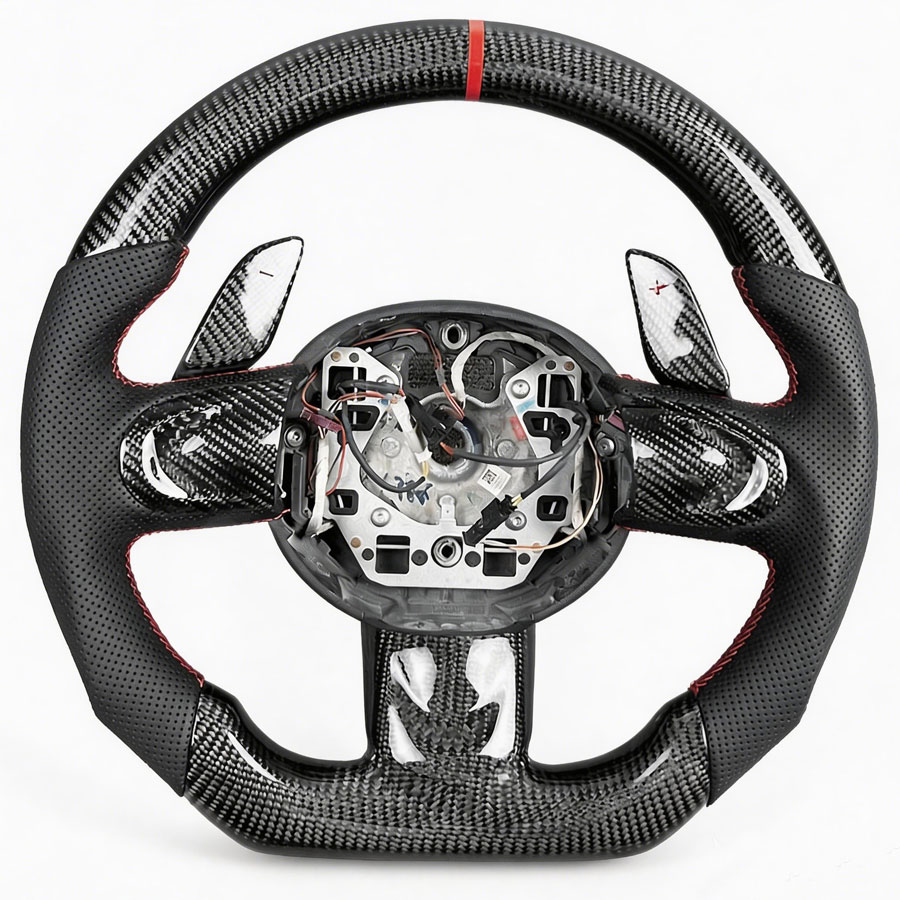 Fibre de carbone + Cuir + palettes de changement de vitesse