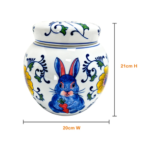Qianrui màu xanh và trắng Bunny gốm Pet urn Jar Durable 3-năm bảo hành cho memorial trang trí nội thất - Product Image 2