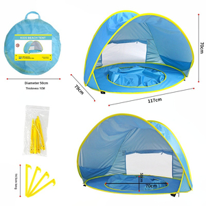 Dễ Thương Cá Mập Mùa Hè Mát Mẻ Trẻ Em Sử Dụng Bé Pop up Bãi Biển Lều Giường UV Bảo Vệ Di Động Bóng Hồ Bơi Pop up Bé Bãi Biển Lều - Product Image 5