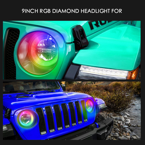 Otomatik RGB 9 inç LED farlar projeksiyon far kiti Jeep Wrangler JL 2018 2019 - Product Image 4