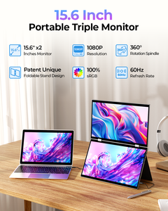 Monitor dual portátil de 15,6 pulgadas Diseño de monitor triple flexible con panel IPS Compatibilidad de interfaz tipo C para computadoras portátiles - Product Image 2