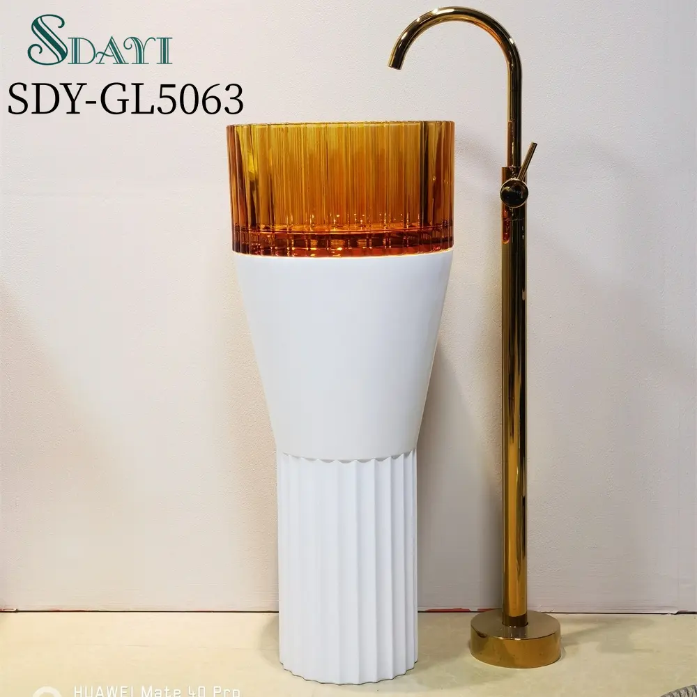 SDAYI venta al por mayor de fibra de vidrio lavabo precio tazón de vidrio templado lavabo