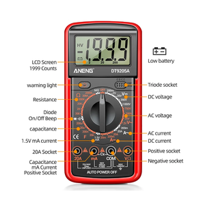 DT9205A-12มิเตอร์ดิจิตอลมัลติมิเตอร์ ac/dc 1999ตัวทดสอบแรงดันไฟฟ้าเครื่องวัดแรงดันไฟฟ้าแบบมืออาชีพอนาล็อกมัลติมิเตอร์ - Product Image 5