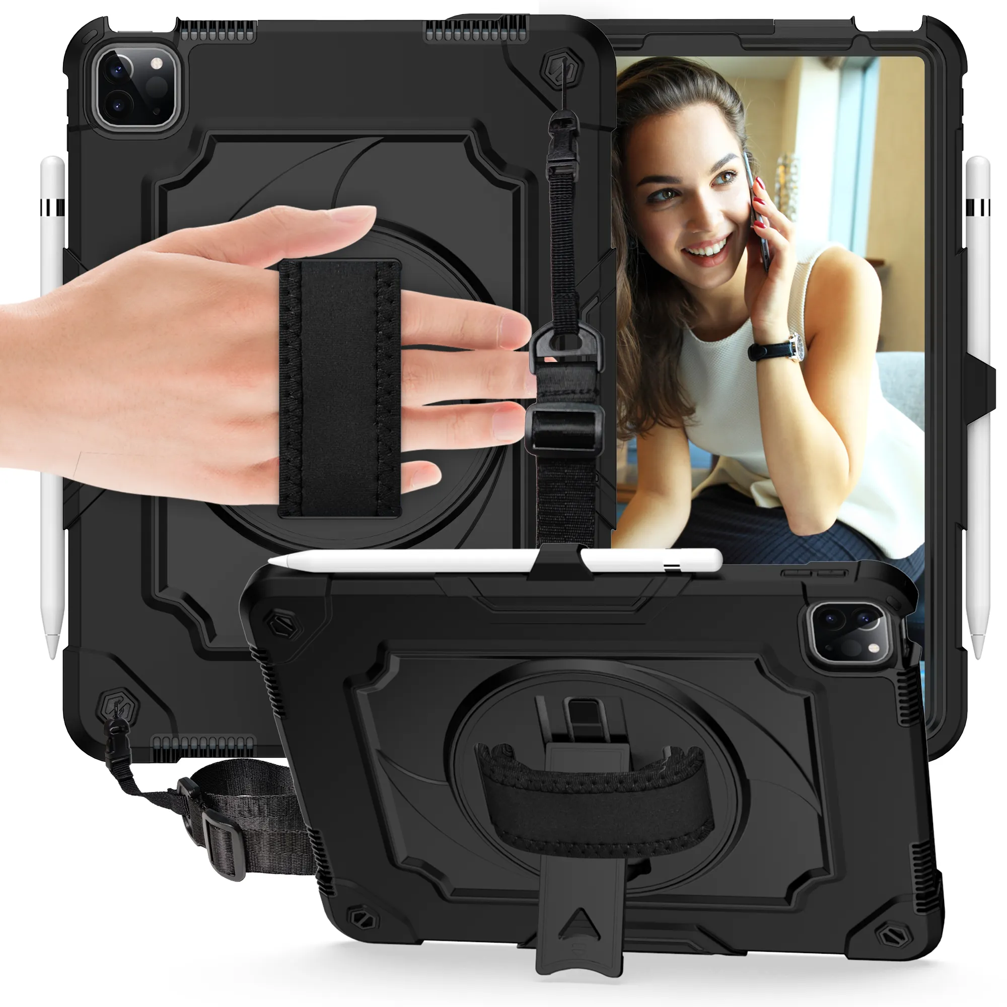 Smart Faltbarer Ständer Schulter gurt Silikon Tablet Cover für iPad Air 5 2022 Air4 10.9 Pro 11 2021/2020/2018 Armor Shock proof C.