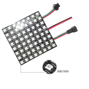 แผงไฟ RGB 8*8 Matrix หน้าจอพิกเซล LED แบบ5050 SMD WS2812B แผงวงจรสามารถเปลี่ยนได้ - Product Image 1