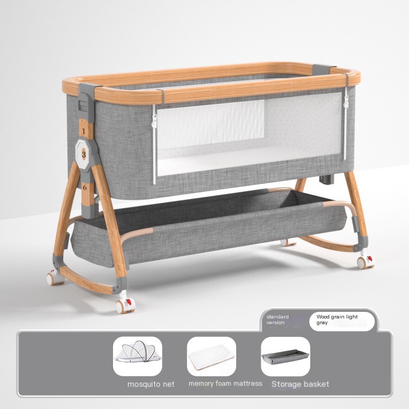 Grain de bois - gris - matelas + moustiquaire + sommier