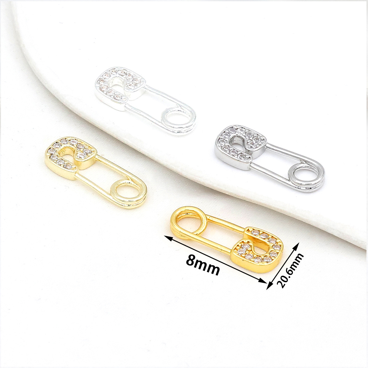 Broche en zircon style 3, forme livre à couverture souple, 20,6 mm x 8 mm