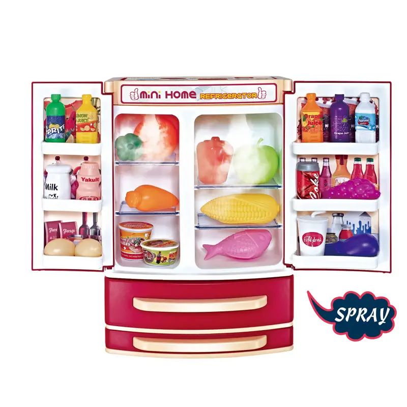 Crianças de simulação de Eletrodomésticos Pretend Play Brinquedos Cozinha Névoa Mini Geladeira