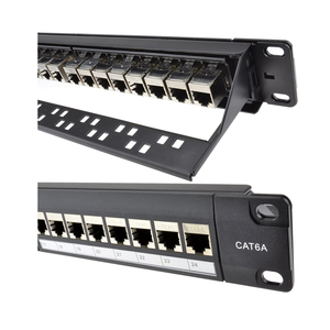 24 Port 1U CAT6a Patch Panel yardım kablo yönetimi ethernet kabloları içine açık etiketli yuvaları - Product Image 3