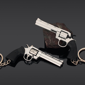 Giá rẻ thực tế 7cm kim loại súng hình dạng Keychain lắp ráp Python 357 Bạc 1:3 Python 357 khẩu súng Đen 70mm Đồ chơi súng Keychain - Product Image 5