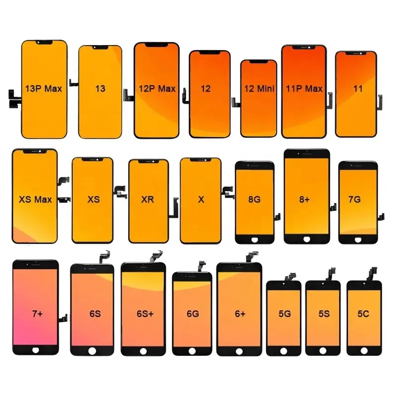 Layar LCD ponsel asli, penggantian untuk iPhone 6 6 + 6S 7 8 layar tampilan X XR XS 11 12 13 mini 14 15 Pro Plus Max