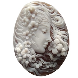El oyma Sardonyx deniz kabuğu Cameo tasvir Flora saç rüzgar yapılan Torre del Greco İtalya - Product Image 1